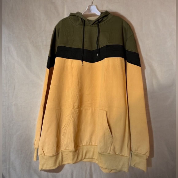 Mens Hoodie Multicolor Panel Sweatshirt Fleece Long Sleeve  Size 2XL NEW - Picture 12 of 12